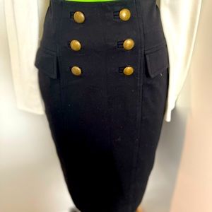 Diane Von Furstenberg pencil skirt with brass button detailing Sz 8